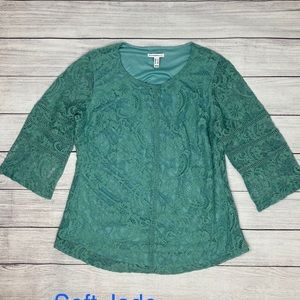 QVC Isaac Mizrahi Live! Floral Lace top, Large